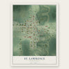 St. Lawrence, South Dakota map print, the full design