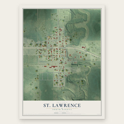 St. Lawrence, South Dakota map print, the full design
