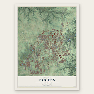 Rogers, Arkansas map print, the full design