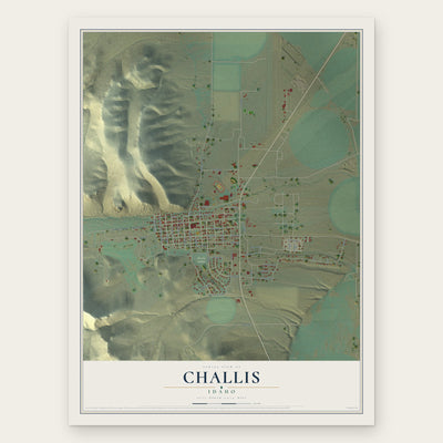 Challis, Idaho map print, the full design