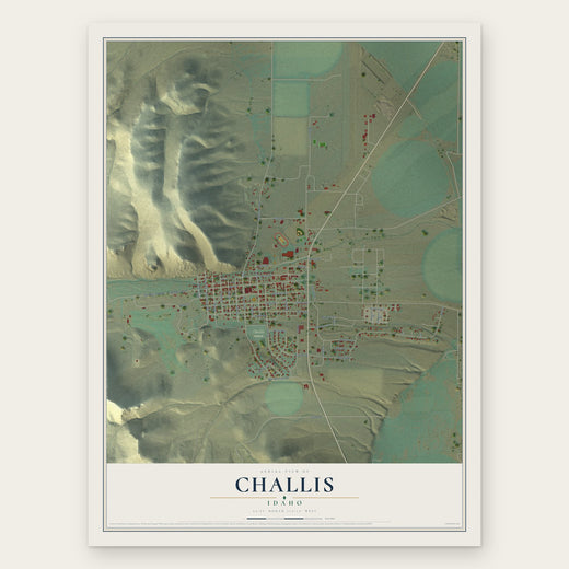 Challis, Idaho map print, the full design