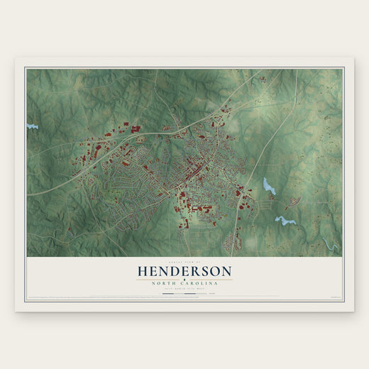 Henderson, North Carolina map print, the full design
