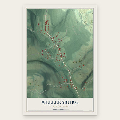 Wellersburg, Pennsylvania map print, the full design