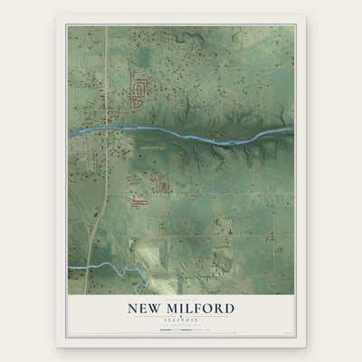 New Milford, Illinois map print, the full design