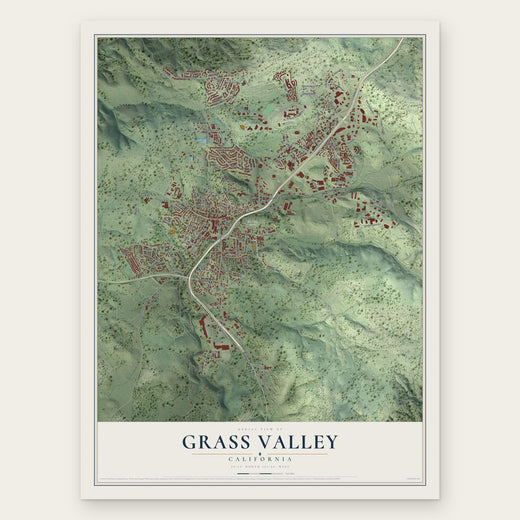 Grass Valley, California map print, the full design
