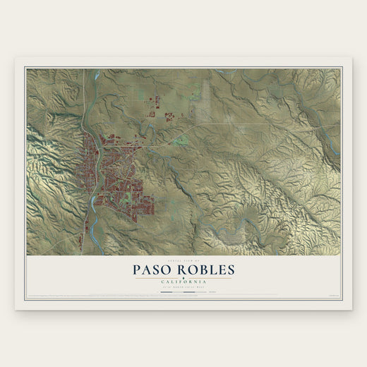 Paso Robles, California map print, the full design
