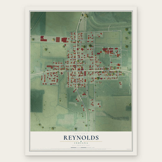Reynolds, Indiana map print, the full design
