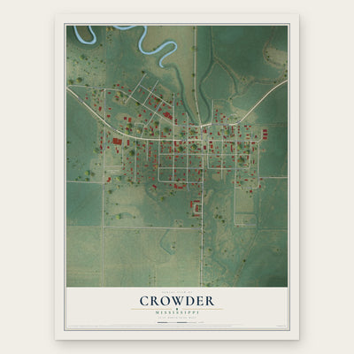 Crowder, Mississippi map print, the full design