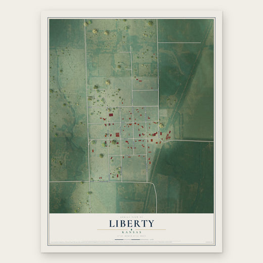 Liberty, Kansas map print, the full design