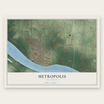 Metropolis, Illinois map print, the full design