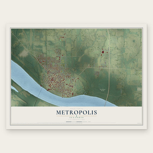 Metropolis, Illinois map print, the full design