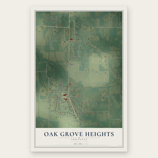 Oak Grove Heights, Arkansas map print, the full design