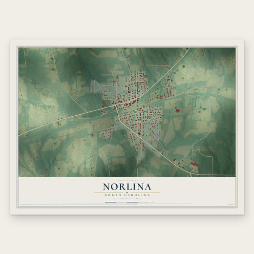 Norlina, North Carolina map print, the full design