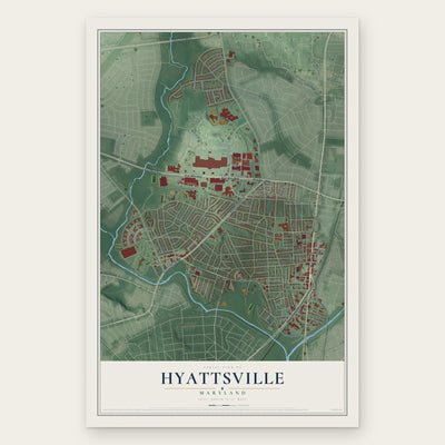 Hyattsville, Maryland map print, the full design