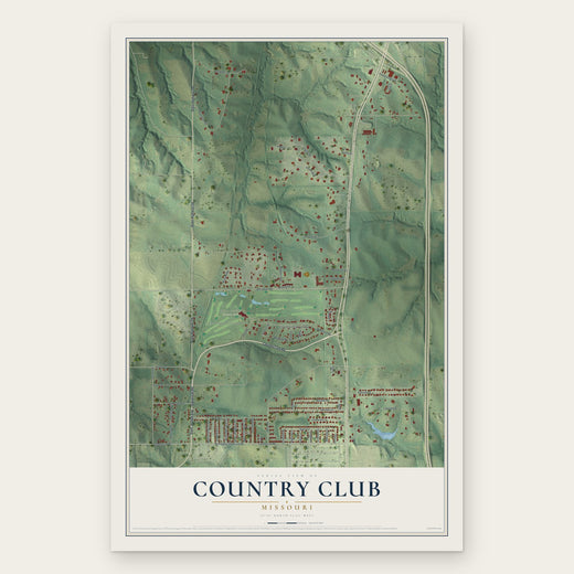 Country Club, Missouri map print, the full design