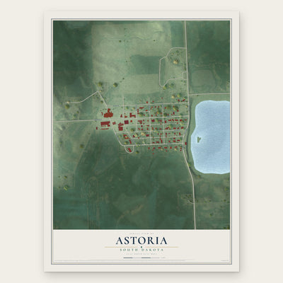 Astoria, South Dakota map print, the full design