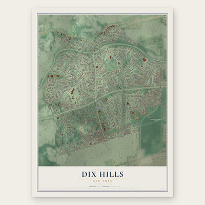Dix Hills, New York map print, the full design