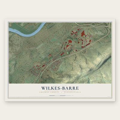 Wilkes-Barre, Luzerne County, Pennsylvania map print, the full design