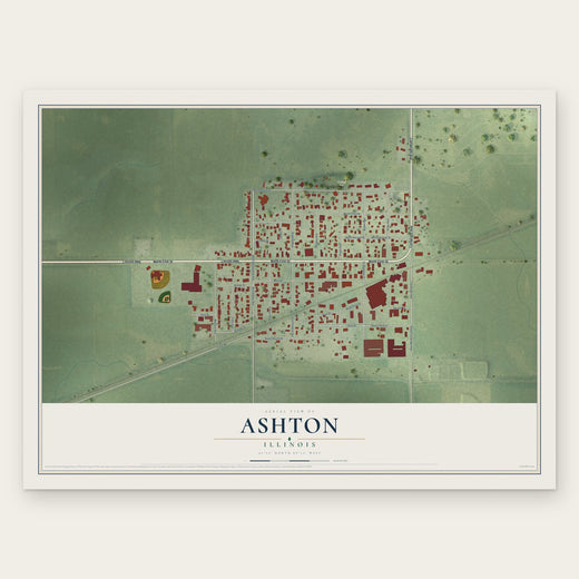 Ashton, Illinois map print, the full design