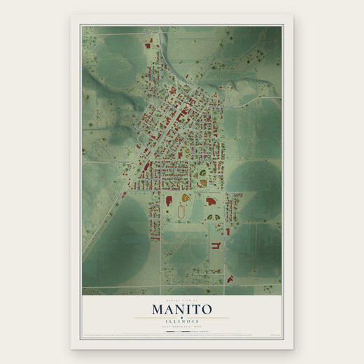 Manito, Illinois map print, the full design