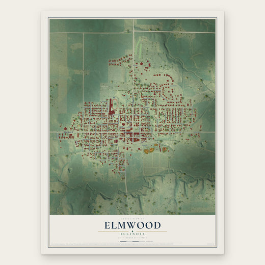 Elmwood, Illinois map print, the full design
