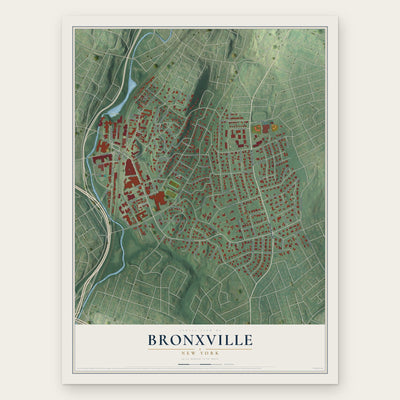 Bronxville, New York map print, the full design