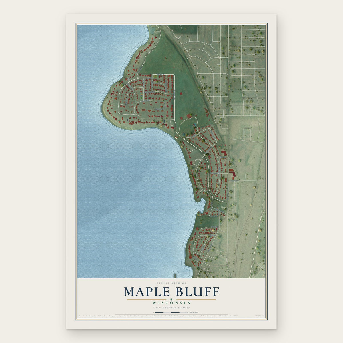 Maple Bluff, Wisconsin map print, the full design