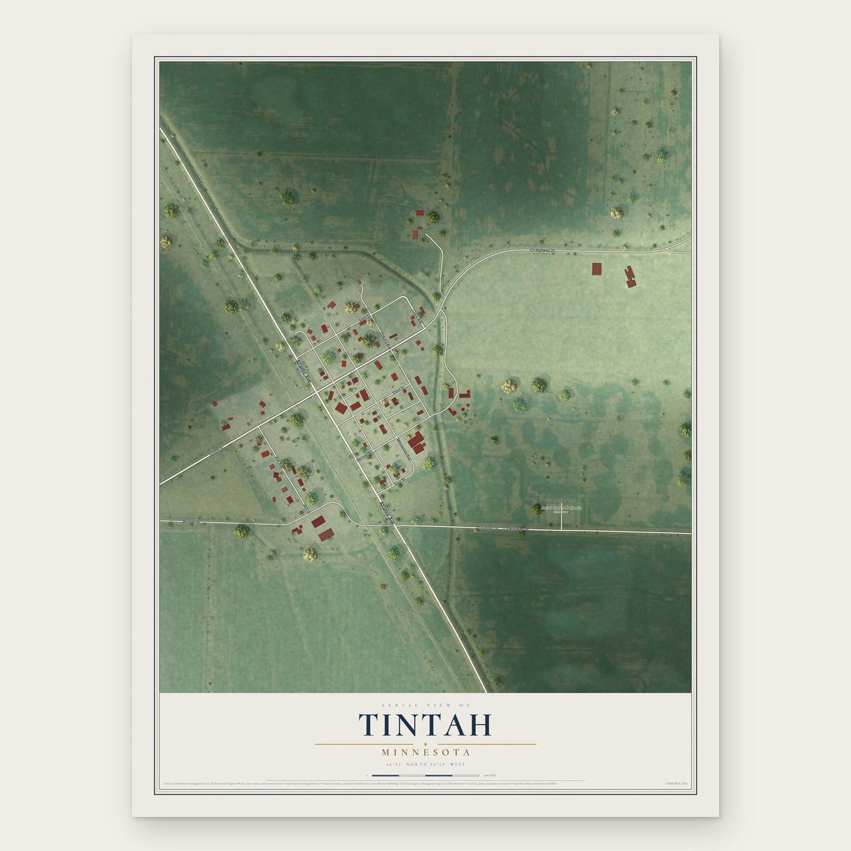 Tintah, Minnesota map print, the full design