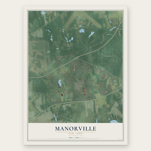 Manorville, New York map print, the full design