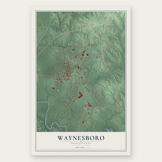 Waynesboro, Mississippi map print, the full design