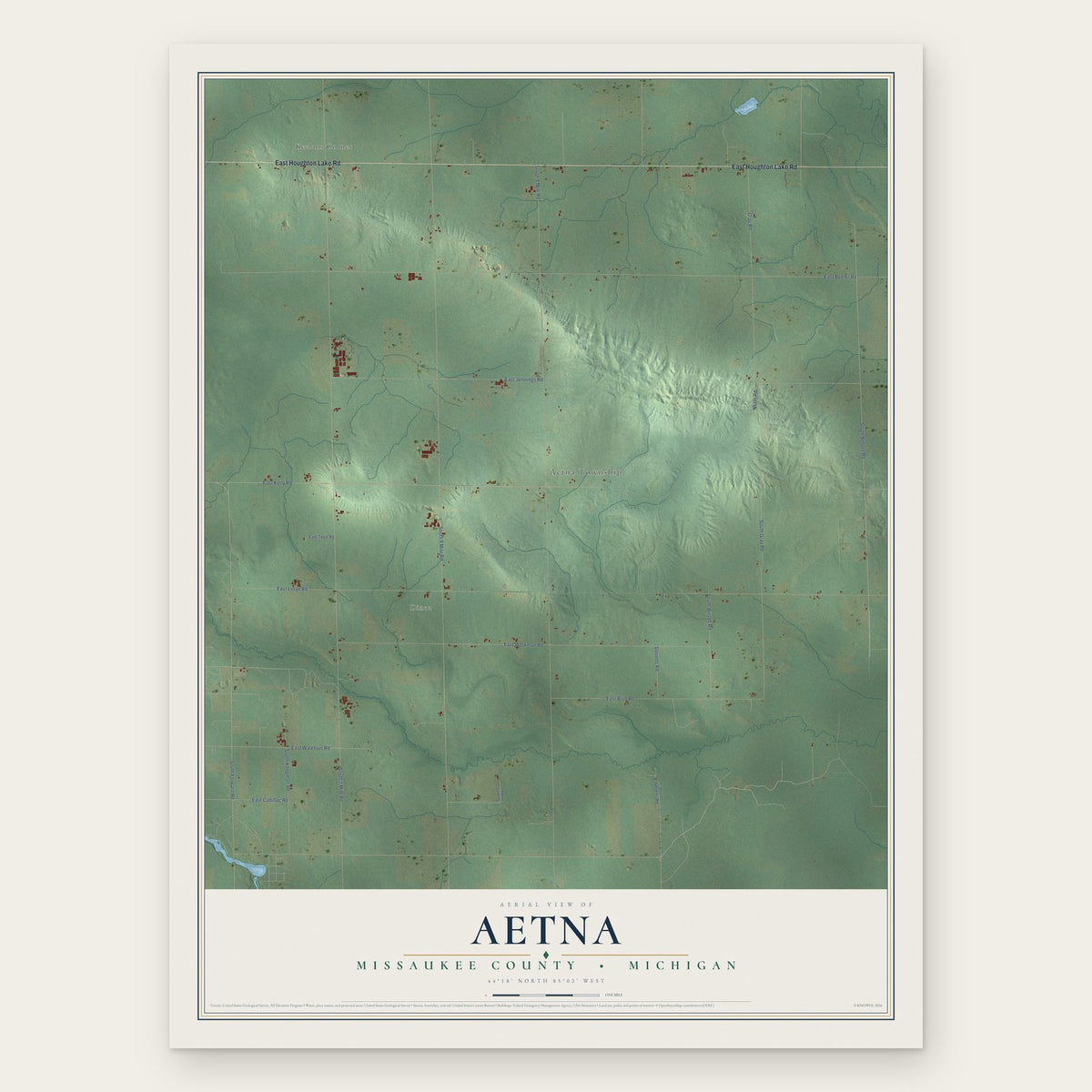 Aetna, Missaukee County, Michigan map print, the full design