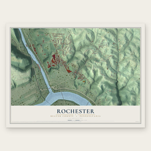 Rochester, Beaver County, Pennsylvania map print, the full design