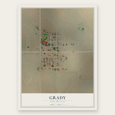 Grady, New Mexico map print, the full design
