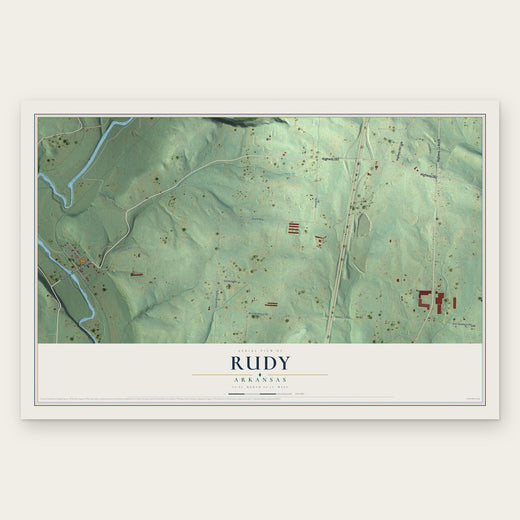 Rudy, Arkansas map print, the full design
