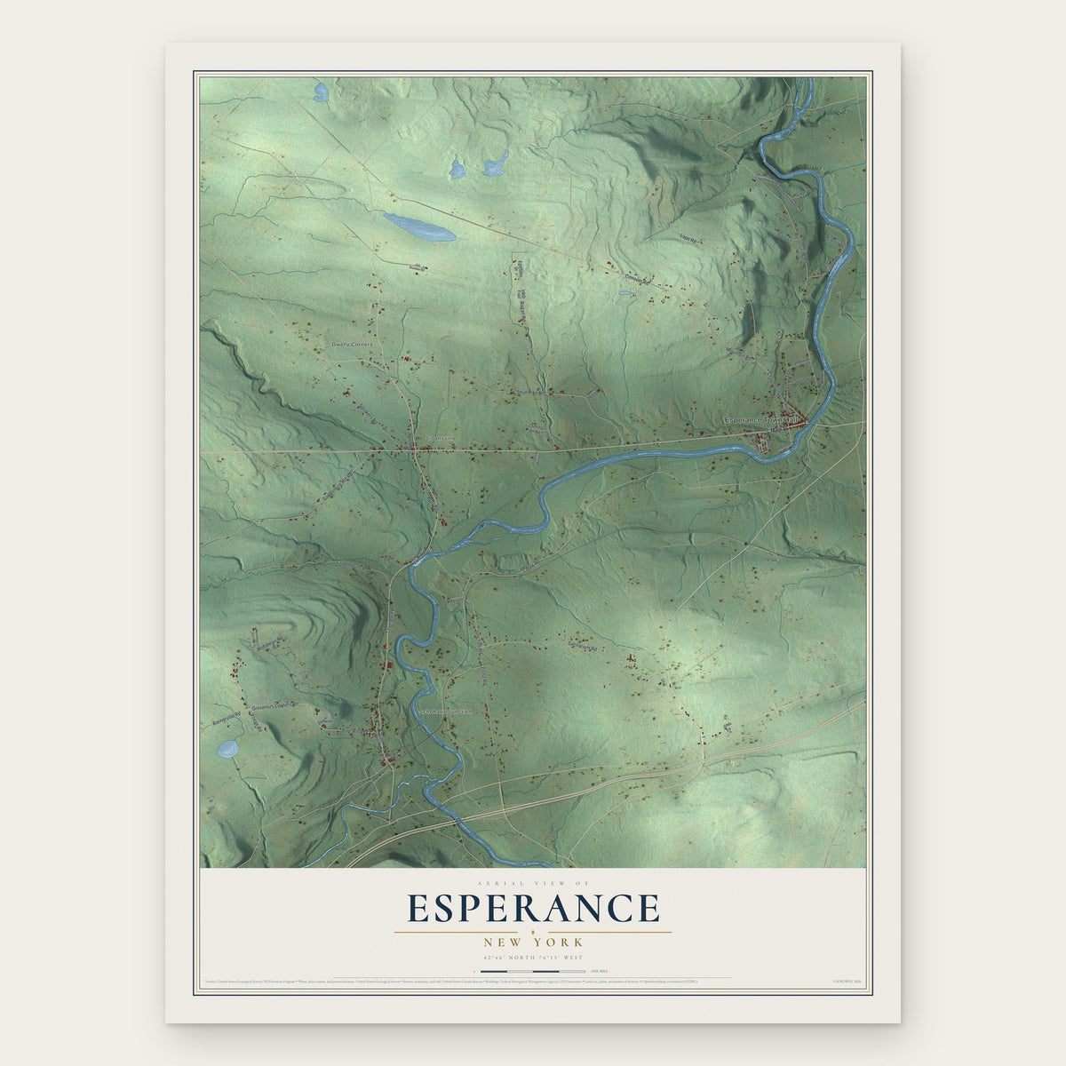 Esperance, New York map print, the full design