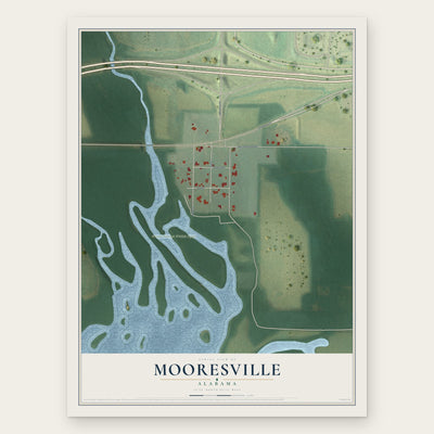 Mooresville, Alabama map print, the full design