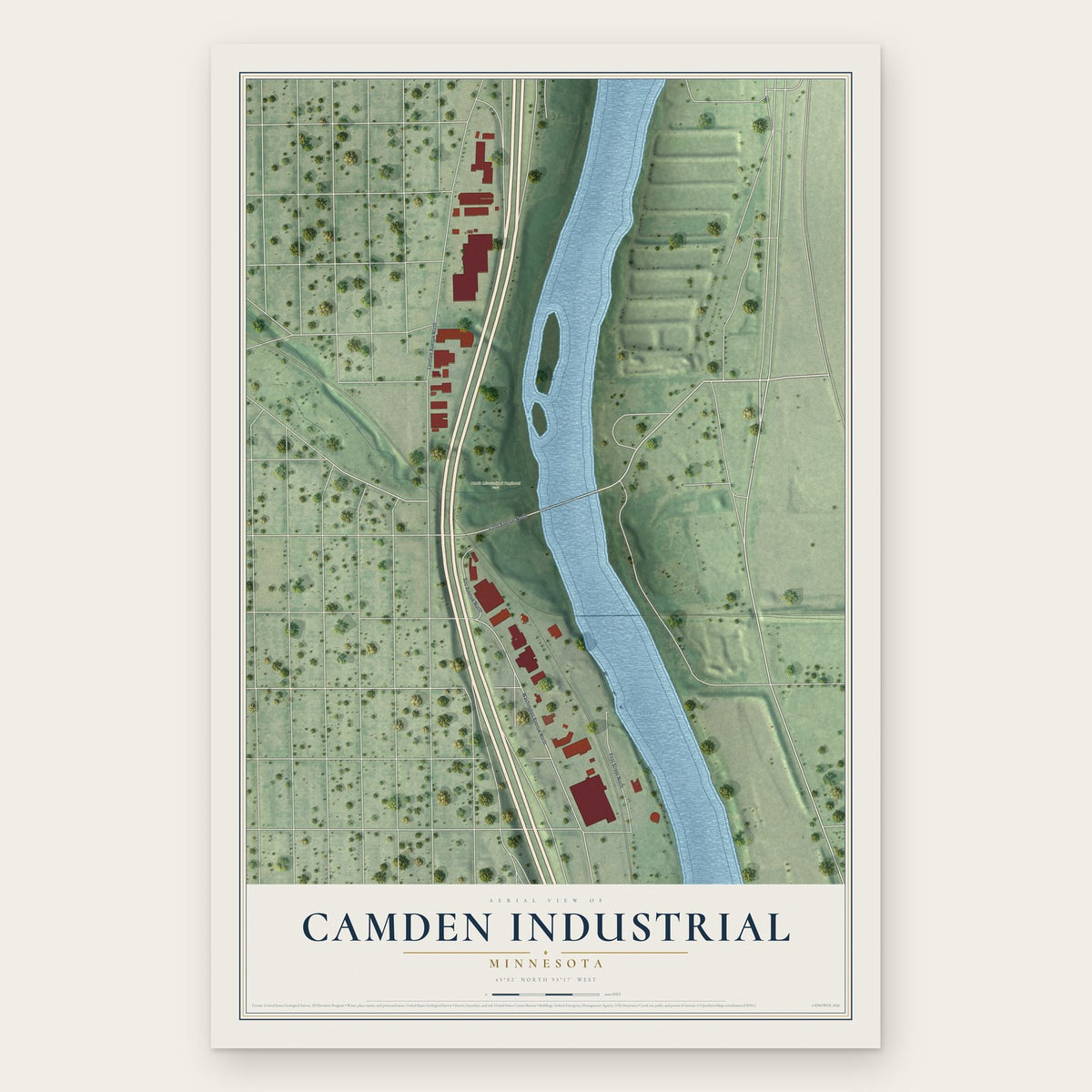 Camden Industrial, Minnesota map print, the full design