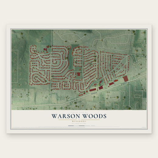 Warson Woods, Missouri map print, the full design
