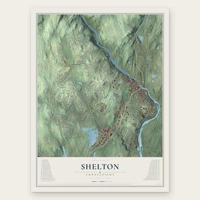 Shelton, Connecticut map print, the full design