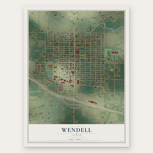 Wendell, Idaho map print, the full design
