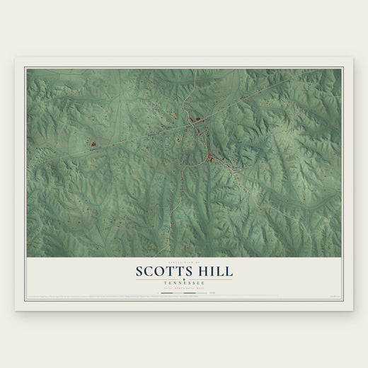 Scotts Hill, Tennessee map print, the full design