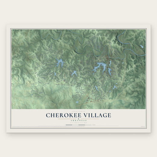 Cherokee Village, Arkansas map print, the full design