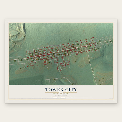 Tower City, Pennsylvania map print, the full design