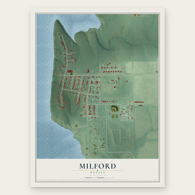 Milford, Kansas map print, the full design