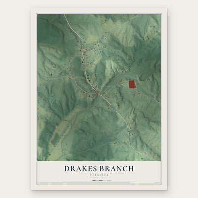 Drakes Branch, Virginia map print, the full design