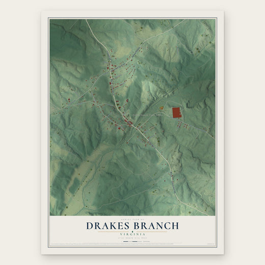 Drakes Branch, Virginia map print, the full design