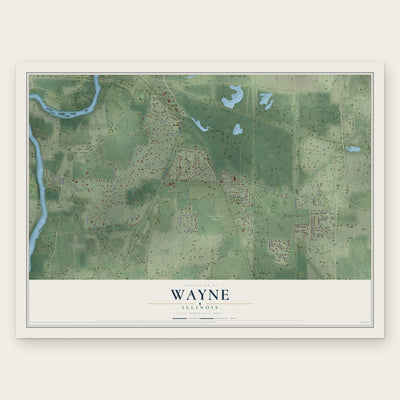 Wayne, Illinois map print, the full design