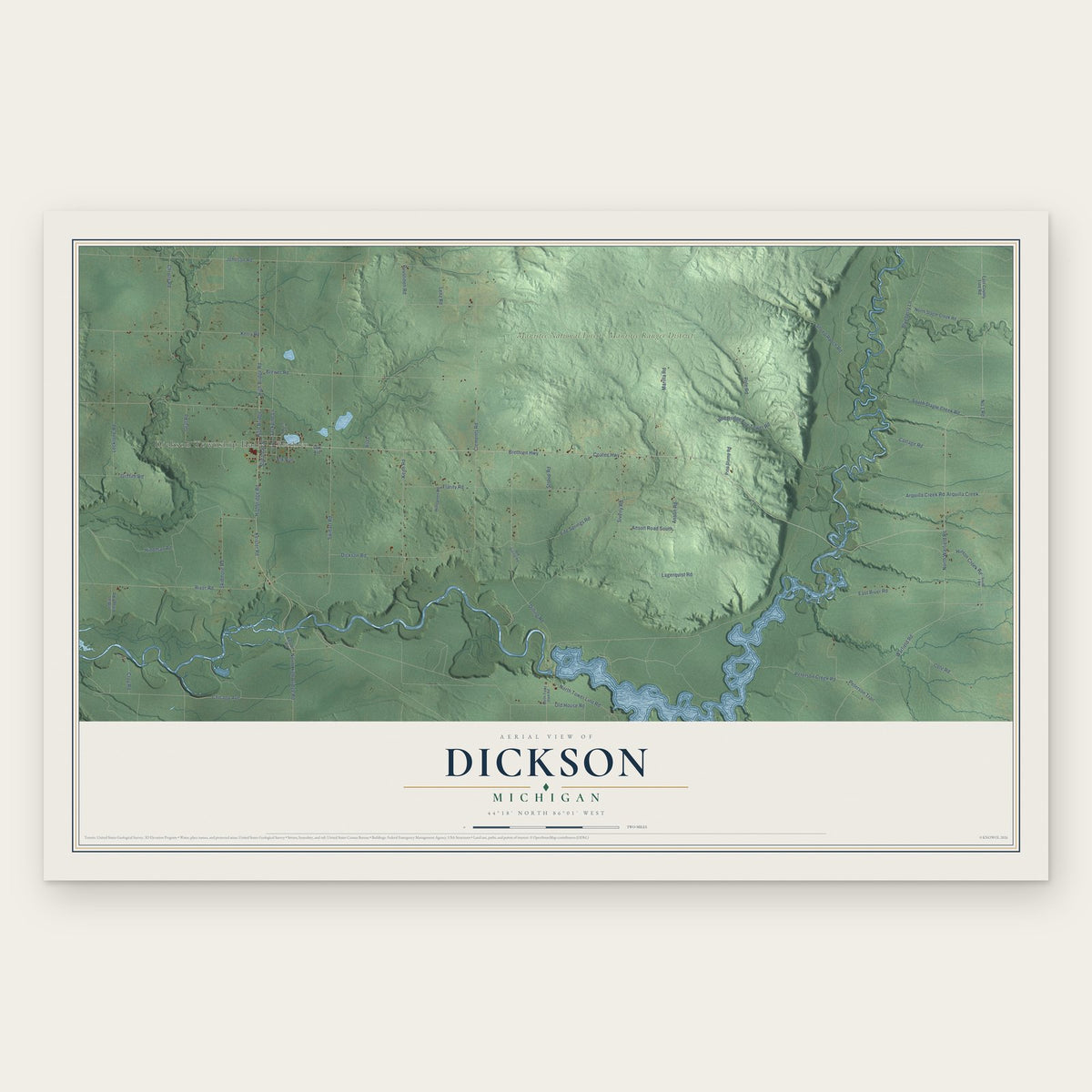 Dickson, Michigan map print, the full design