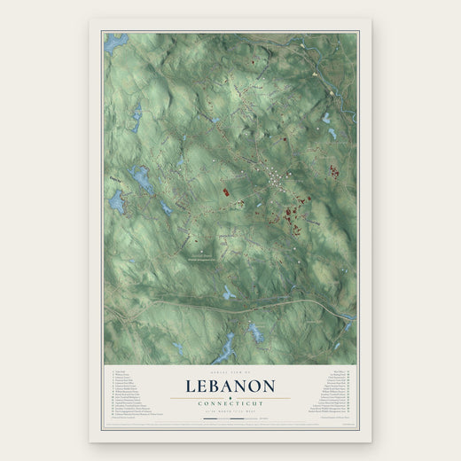 Lebanon, Connecticut map print, the full design