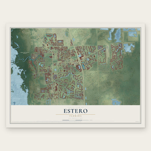 Estero, Florida map print, the full design